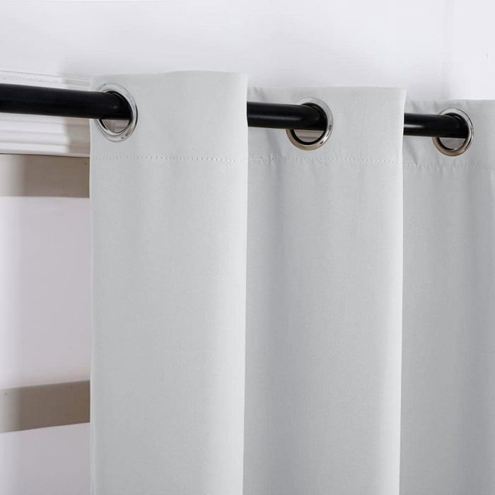Rideau Occultant Thermique 108x210 Cm - Bleu Foncé, œillets, 230g/m² - Bloque 99% Lumière, Isolation été/hiver