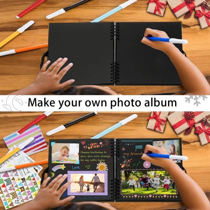 Styloo Album photo carré noir pour scrapbooking 40 feuilles 30 x 30 cm papier kraft scrapbooking projets d'art et d'artisanat (grand, noir Styloo Album photo carré noir pour scrapbooking 40 feuilles 30 x 30 cm papier kraft scrapbooking projets d'art et d'artisanat (grand, noir