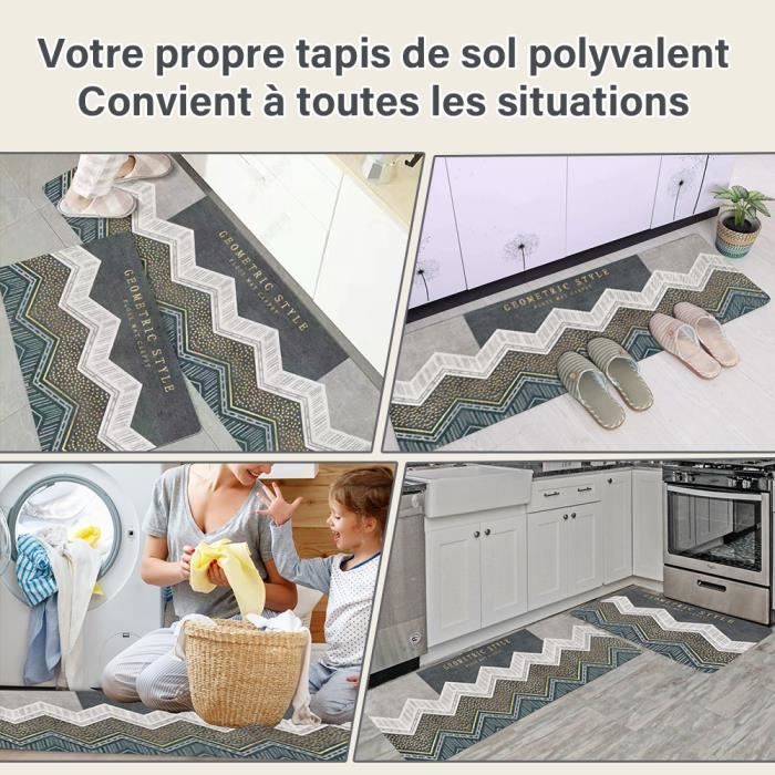 Tapis De Cuisine Antidérapant 2 Pièces - Set 40x60cm + 40x120cm Lavable Et Confortable