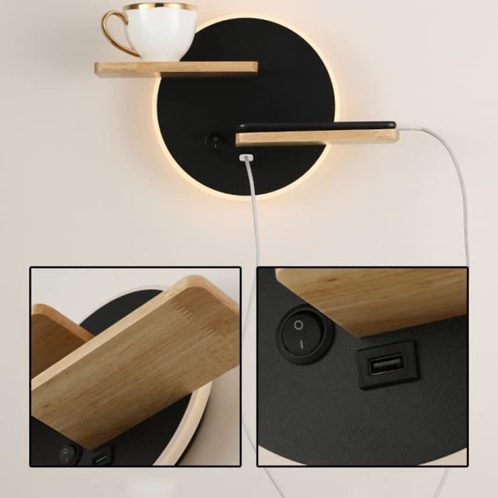 Lampe de Table USB, Multifonctionnelle avec 2 Prises Secteur, 3 Ports de  Charge USB et Organisateur de Support de Téléphone en Bois - Cdiscount  Maison