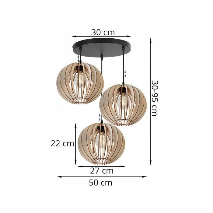 Light-Home Abat Jour Suspension Luminaire Lustre Industriel Timber ...