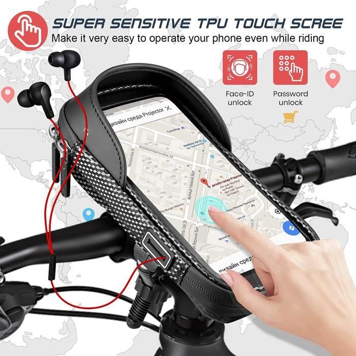 Shenkey Sacoche Cadre Vélo Téléphone - Pochette VTT Étanche Écran Tactile Guidon