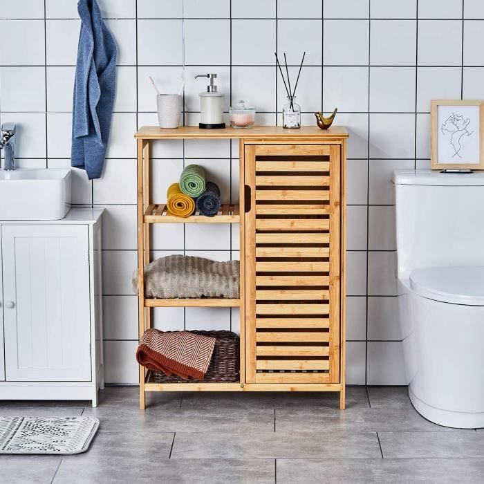 Armoire de Rangement TEMPSA - Meuble Toilette Etagère à Persiennes