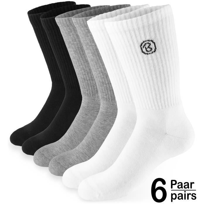 Lot De 6 Paires Chaussettes Sport Unisexe - Coton, Taille 38-43 - Rayures Colorées Pour Tennis, Running, Bureau