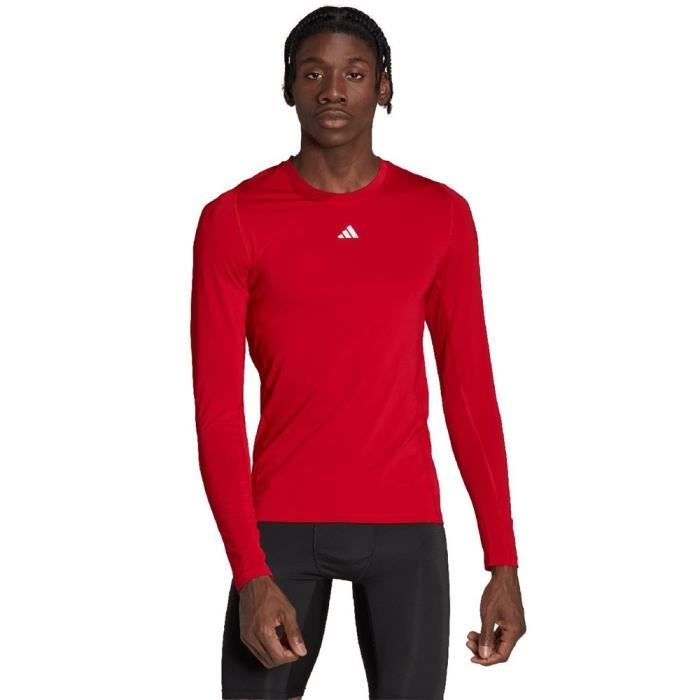 T shirt manche top longue adidas rouge