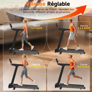 Tapis De Course Pliable RUNIMON 6 En 1 - Inclinaison 7%, Vitesse 12 Km/h, Moteur 2.5HP, écrans LED, Application - Pour Maison, Bureau