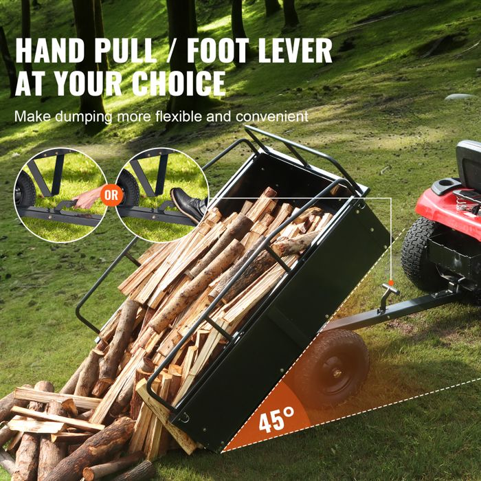 Remorque à Benne Basculante VEVOR – 283L, Charge 227kg – Pour Tracteur, Tondeuse, VTT - 7