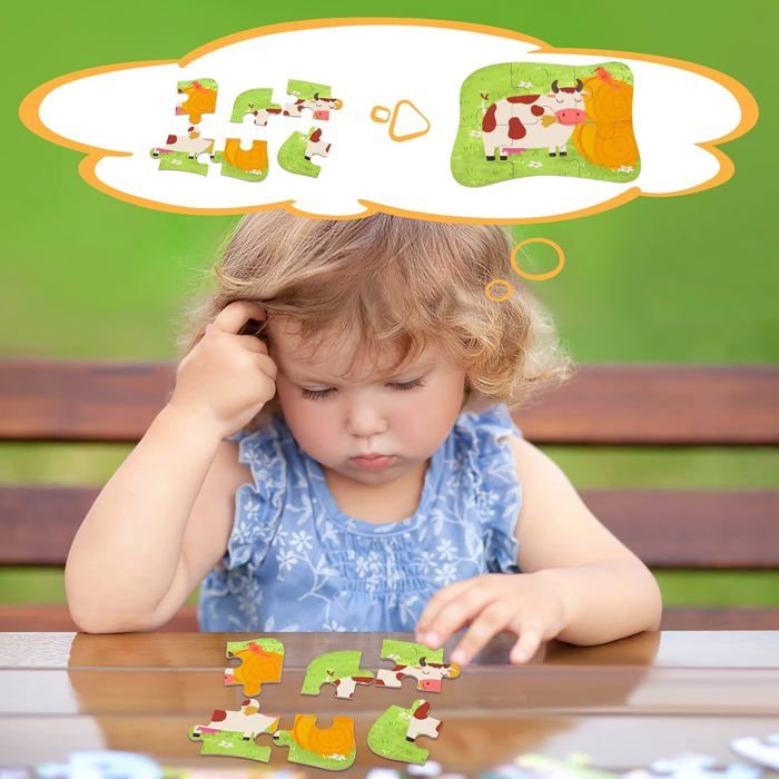 Puzzle Enfant 4 En 1 évolutif – 9/12/15/20 Pièces, Animaux, Boîte Métal, Dès 2 Ans