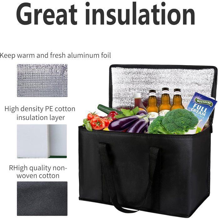 COTTARA® Grand sac isotherme pliable - Sac de courses stable avec une forte isolation pour chaud