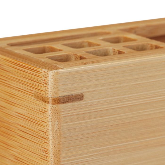 Relaxdays Rangement pour Le Bureau, 6 Compartiments Ouverts, tiroir, Bambou, H x L x P : env. 11 x 24,5 x 15 cm, Nature