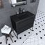 Meuble De Salle De Bain 80x50cm Noir Mat 2 Tiroirs Noir Mat
