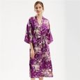 Kimono en Satin imprimé pour femmes, Lingerie intime, longue, Sexy, peignoir, vêtements de nuit [85E0812]-0