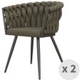 Fauteuil de table en tissu Taupe et métal noir mat (x2) - TESSA - Confort d'assise et look très déco-0