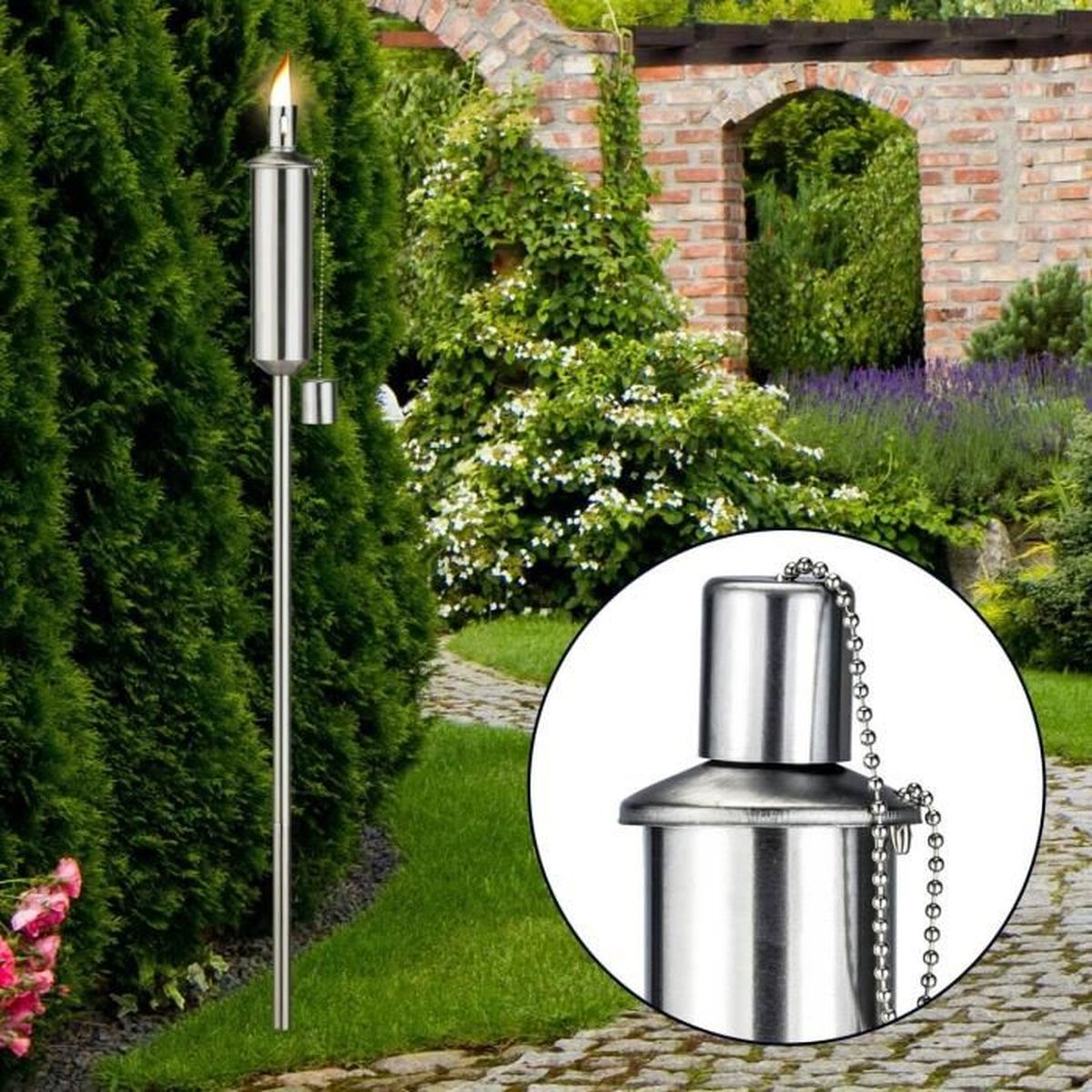 Torche De Jardin Inox Lot De 3 Hauteur 120 Cm Flambeaux Achat Vente Flambeaux De Jardin Inox Lot D Cdiscount
