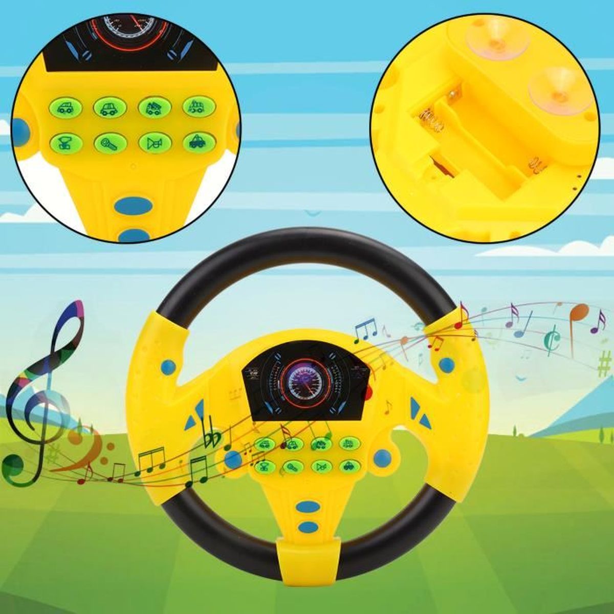 YOHFRFGX Steerjoy Simulateur de Conduite, Jouet de Conduite pour Enfants, Adventure Car Racing, Steering Wheel Toy avec Musique (Voiture