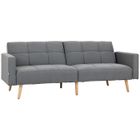HOMCOM Canapé convertible 2 places design scandinave dossier inclinable 3 positions piètement bois tissu aspect lin gris 205x88x80cm Gris