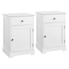 Yaheetech Lot de 2 Tables de Chevet avec Tiroir Table de Nuit Carrée Table d'appoint 40 × 35 × 60 cm Blanc