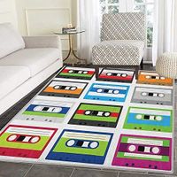 90S PRINT AREA RUG COLLECTION OF RETRO PLASTIC AUDIO CASSETTES TAPES O