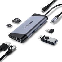 Onshida Adaptateur USB C Hub USB C 7 en 1 vers HDMI 4K, Port Ethernet RJ45, Type C PD 100W, 2 x USB 3.0 et Lecteur de Carte S
