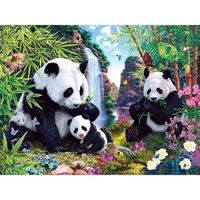5D diamond painting,5D DIY Diamond Painting Accessoires Panda Père, Diamant Painting Kit Complet Animal Couleur Point,30x40 cm