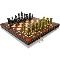 GOLDEN & SILVER STAUNTON 40cm / 16in Chrome PLASTIQUE Staunton No.5 Figures Jeu d'échecs, échiquier en bois, métal chargé, jeu d'éch