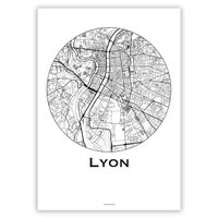 Affiche Lyon France Minimalist Map - City Map, Poster de Lyon, Plan de ville, Impression d'Art, Création originale handmade 21x29CM