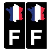 Autocollant Plaque d'immatriculation Voiture F Carte de France Noir Couleur