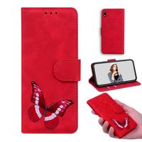 Pour Huawei Y5 2019-Honor 8S 5.71" Housse Etui Housse Téléphone rouge PU Cuir Portefeuille 3D Motif en Relief Papillon DITX