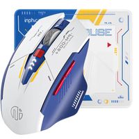 SDLOGAL Souris sans Fil Rechargeable Ergonomique Silencieuse Souris avec 2.4G USB Récepteur, avec tapis de souris, Bleu et Blanc