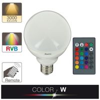 Ampoule LED , culot E27, 11W cons. (75W eq.), lumière blanc chaud ou lumière RVB selection par télécommande