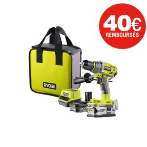 PERCEUSE Perceuse-visseuse à percussion RYOBI Brushless One+ - 1 batterie 5.0 Ah - 1 batterie 2.0 Ah - 1 chargeur rapide R18PD7-252S