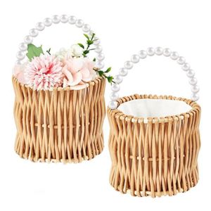 Petit Panier En Osier Rustique Avec Poignée - Décoration Mariage, Jardin, Ferme, 18x17x13 Cm - 6