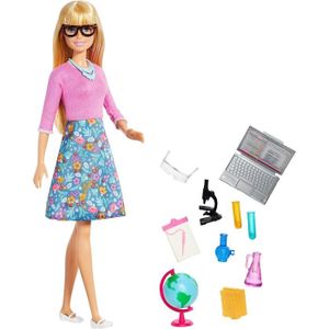 Barbie Métiers Coffret poupée Maîtresse d'école aux cheveux blonds avec  figurine élève brune, tableau et accessoires, jouet pour - Cdiscount Jeux -  Jouets