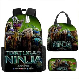 SAC À DOS Pour2 - 3 PIÈCES - Ensemble de sac à lunch imprimé tortues ninja mutantes adolescentes, Cartable, Sac à dos p