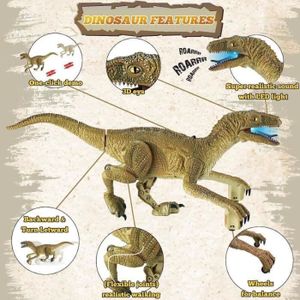 ROBOT - ANIMAL ANIMÉ Dinosaure Télécommandé Jouet Velociraptor Avec Mar