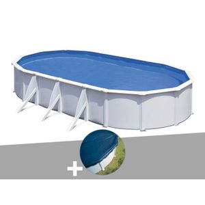 PISCINE Kit piscine acier blanc Gré Fidji ovale 7,44 x 3,9