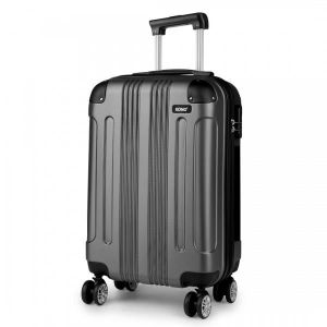 VALISE - BAGAGE Kono Bagage à Main en Coquille Dure ABS léger Valise Cabine 4 Roues Spinner Business Trip Trolley, 39L, Gris