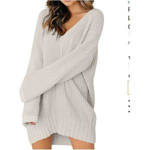 shownicer Robe Pull Femme à Manche Longue Pull Dress Col Rond Casual Pullover Elegant Mi-Longue Peluche Robe Automne Hiver
