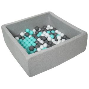 PISCINE À BALLES Piscine à balles carrée 90x90 cm avec 150 balles blanches, grises & turquoises