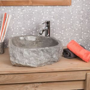 LAVABO - VASQUE Vasque à poser en marbre gris taupe Roc - WANDA CO