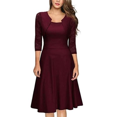 Robe De Cocktail VERA MONT Rouge Pailletée - Taille EU 38 - Occasion Très Bon état - Polyester élastique