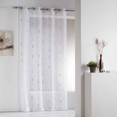 Voilage à Oeillets 140x240 Cm Elona Or - Imprimé Sablé Métallisé, 100% Polyester, Semi-transparent
