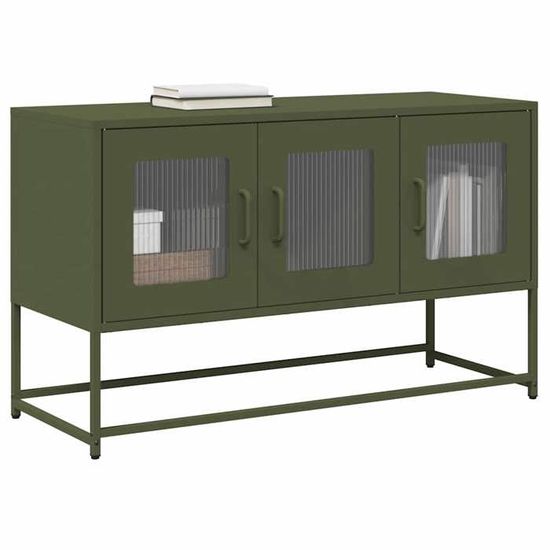 Meuble TV VidaXL Noir 100,5x39x60,5 Cm – Acier Laminé – 2 Portes, 2 étagères – Charge Max 80 Kg - 6