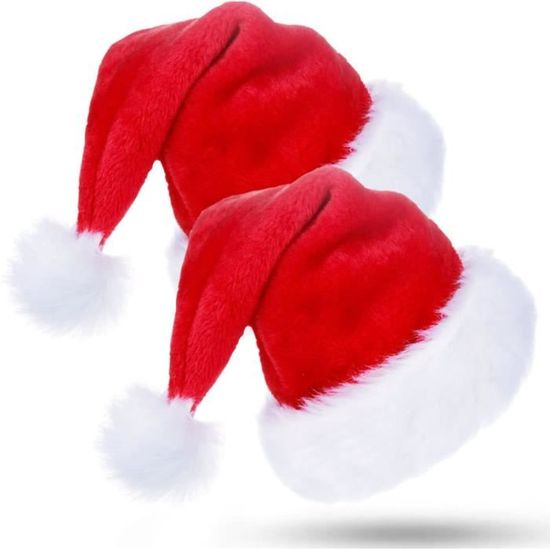 Bonnet De Noël Père Noël - Bord En Peluche Épais Rouge - Taille Adulte/Enfant - 11