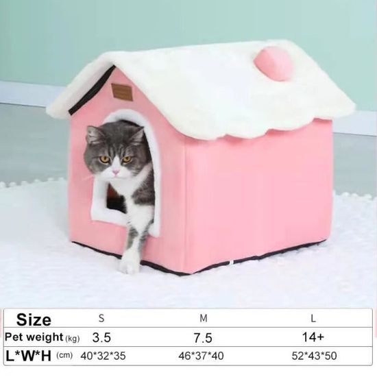Maison lit pour chat – Douce, chaude & lavable, idéale hiver