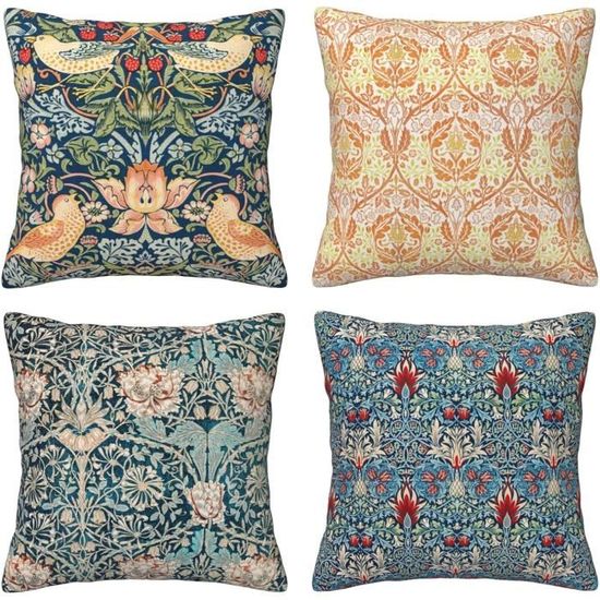HOSTECCO Willia orris – Lot de 4 Housses de Coussin carrées