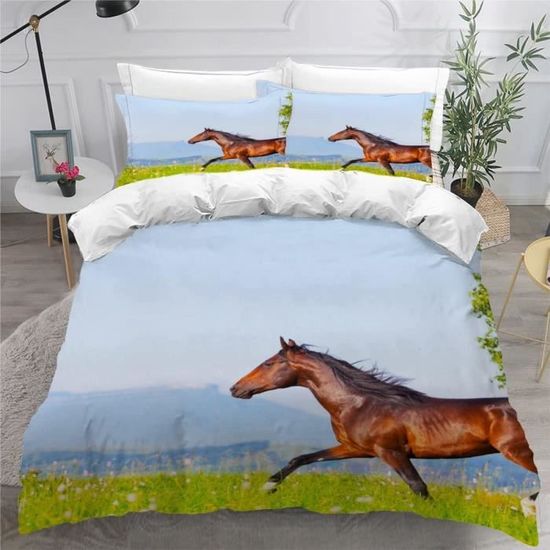 Dessus De Couette Appliqué Cheval, Fait Main, Inachevé (USA)