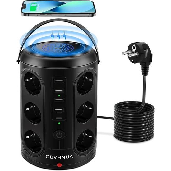 Parafoudre Multiprise 12 Prises Avec USB – 6 Pieds, 4000 Joules, Noir, Marque Commercial Electric