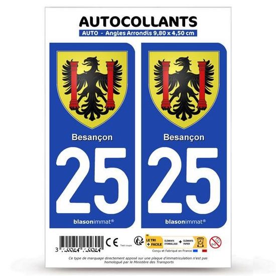Autocollants Blason Région 07 Auvergne-Rhône-Alpes Pour Plaque Immatriculation - Lot De 2