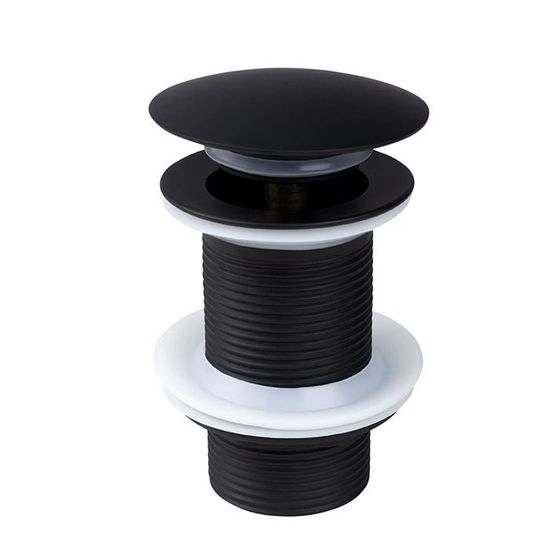 Bonde D'évier Pop-up Noire Sans Trop-plein - Clic-clac, Laiton, Acier Inoxydable - Pour Lavabo Salle De Bain Sans Fente - Diamètre 40 Mm